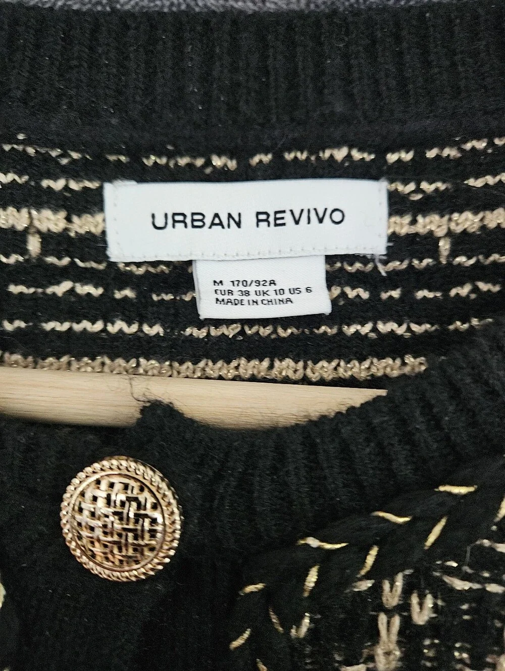 URBAN REVIVO Chic-Preppy Tailored Knit Vintage-Inspired Size M Cardigan/Jacket. - Picture 7 of 8
